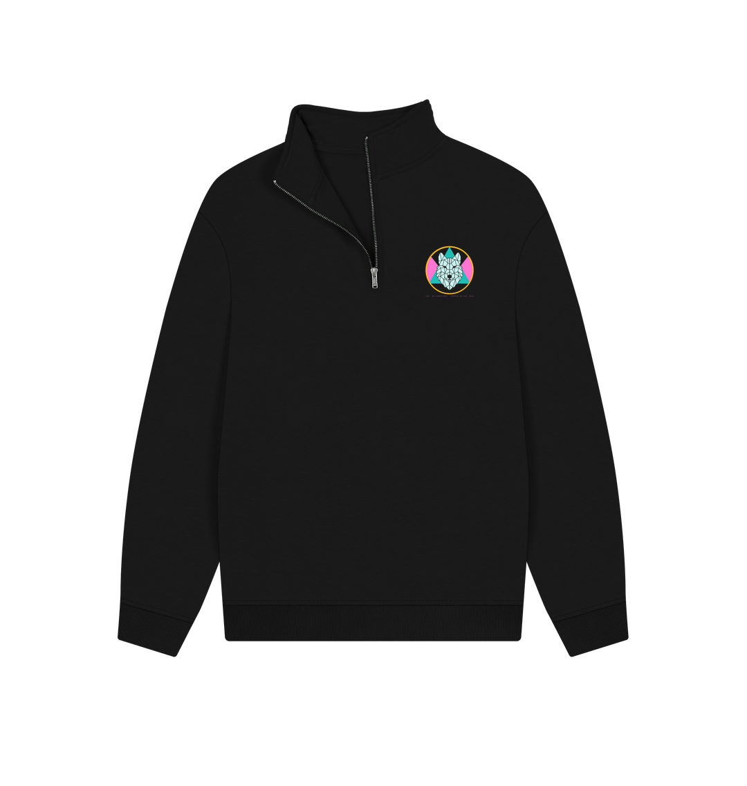 Black Lone Wolf Quarter Zip Sweater