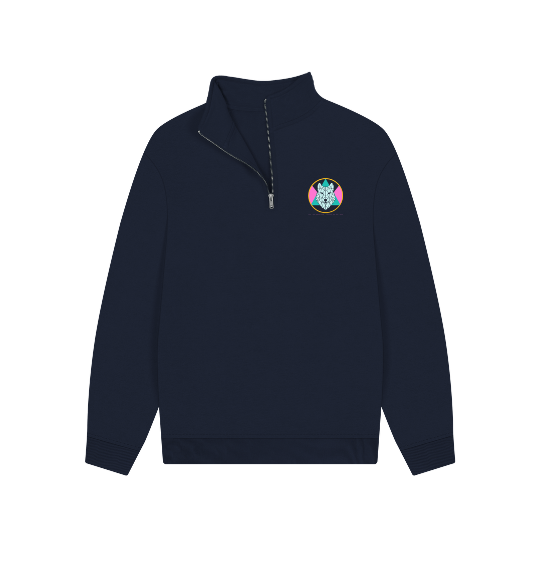 Navy Lone Wolf Quarter Zip Sweater